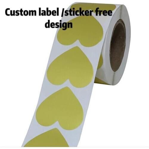 500pcs custom sticker lable Heart Golden Stickers DIY Cake Biscuit Baking Sealing Labels Box Adhesive Sticker Scrapbooking