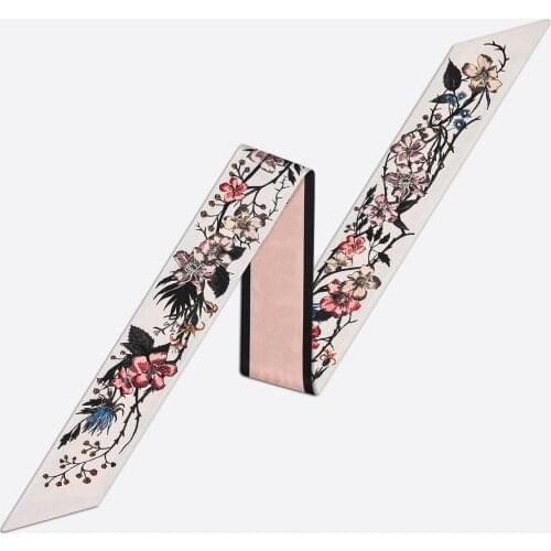 Floral Print Brand Scarf Women Design Silk Scarf Skinny Bag Scarves Fashion Headband Wrist Towel Foulard Neckerchief For Ladies