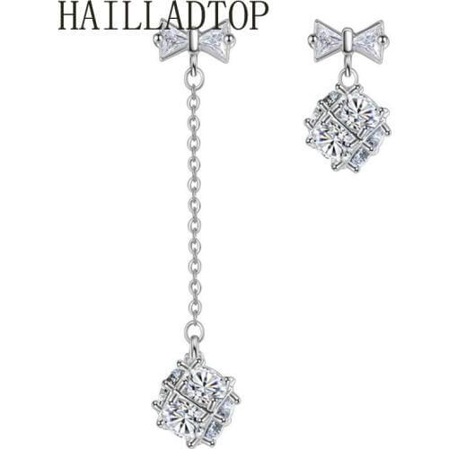 HAILLADTOP Simple Asymmetric Bowknot Earrings Drop Earrings Womens Ornaments Fashion Jewelry Wholesale Dangle Long Earrings