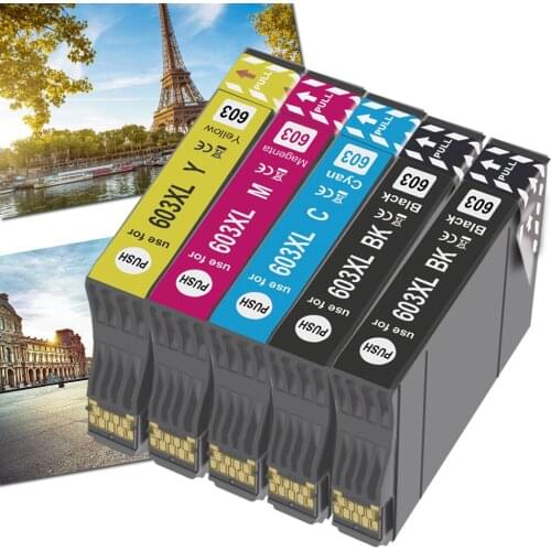 T603 603XL - Ink Cartridge Compatible For Epson Expression Home XP-3100 XP-4100 XP-2100 XP-2105 XP-3105 XP-4105 Printer 5pk