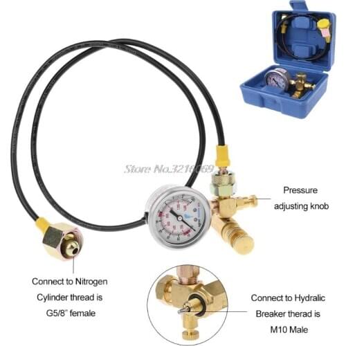 Nitrogen Gas Charging Kit Device for Soosan furukawa Hydraulic Breaker Hammer Pressure Gauge Whosale&DropShip