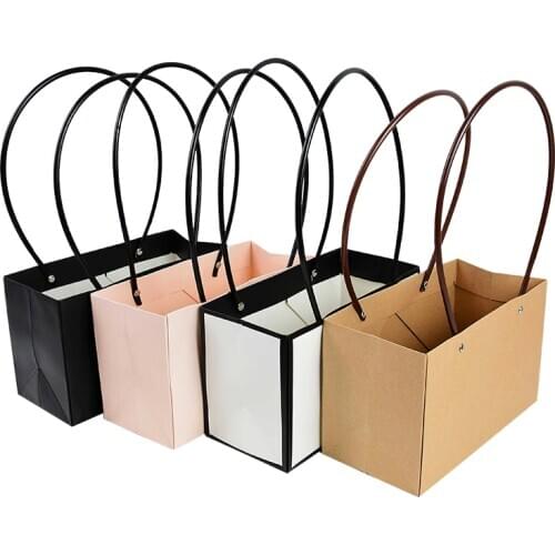 Kraft Paper Flower Boxes for Wedding Rose Bouquet Arrangements Handheld Gift Packaging Bag Box Diy Flower Basket Decor