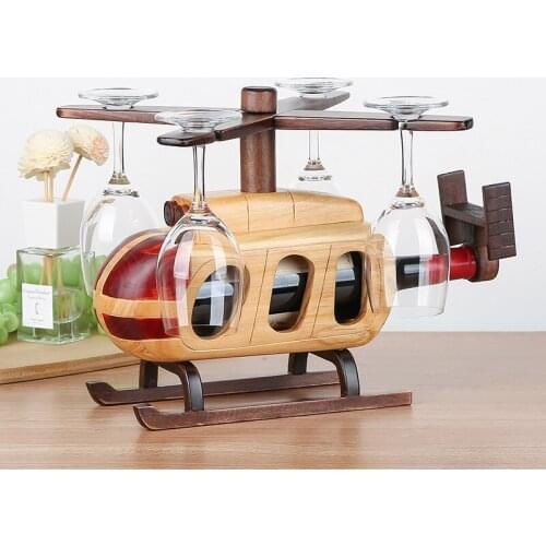 CreativeWooden Wine rack With Airplane Model Hanging Wine Glass Holder Bar Stand Display Stand Decor Wooden Wine Rack Wine Glas