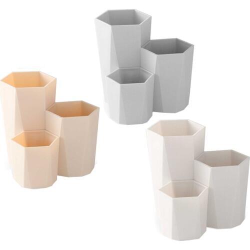 Creative 3 Lattices Cosmetic Makeup Storage Box Office Desk Home Study Table Stationery Organizer Rack Cosmetic Tools Holder