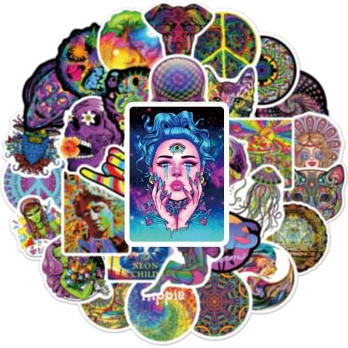 10/50PCS Laser Psychedelic Colorful Graffiti Stickers Aesthetics Laptop Guitar Luggage Waterproof Car Cool Sticker Decal Kid Toy