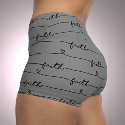 Summer Women High Waist Seamless Fitness Short Letters Print Push Up Gym Running Tights Yoga Sport Shorts