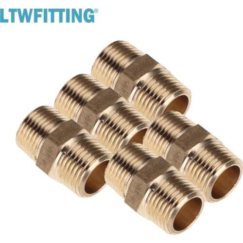 LTWFITTING Lead Free Brass Pipe Hex Nipple Fitting 1/2" Male NPT Air Fuel Water