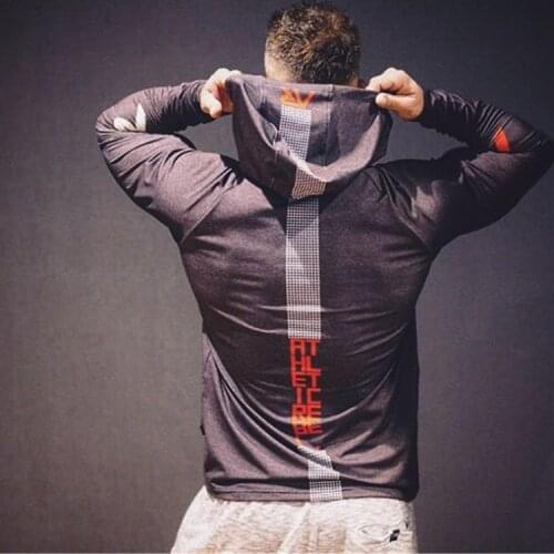 2021 Hooded T-shirt Mens Fitness Leisure Sports Jacket Breathable Long Sleeve Hoodie Trend