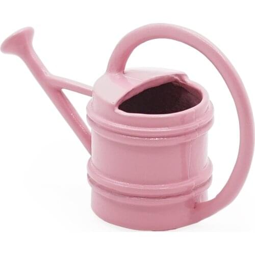 Odoria 1:12 Miniature Metal Pink Watering Can Flower Sprinkler Tool Fairy Garden Set Dollhouse Accessories Doll House Decoration