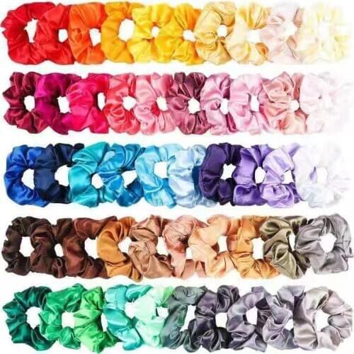 50pcs/set Satin Elastic velvet Bands Scrunchy Ties Ropes chiffon for Women Girls Hair Accessories