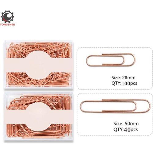Rose Gold Paper Clips Smooth Finish Steel Wire Large Size 50mm Metal Clip Wide Binder Clips Paper Clip Stationery