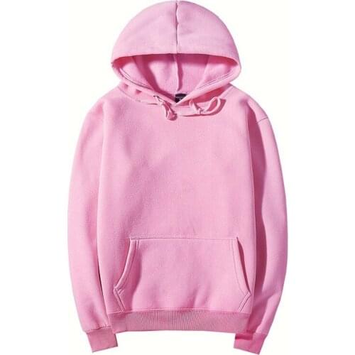Pink High Quality Autumn Winter Fashion Men Hoodies Cotton Thicken Fleece Mens Pullover Tracksuit Mens Sweatshirt Hoodies Men