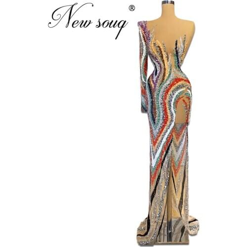 Chic Couture Dubai Sequins Mermaid Evening Dresses For Celebrity 2020 Vestidos Custom Long Party Dress Illusion Arabic Prom Gown