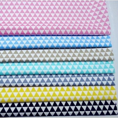 Pretty 7 Candy Colors 24x25cm Geometric Shapes Printed Cotton Fabric Bundle For DIY sewing Doll Cloth Home Decoration