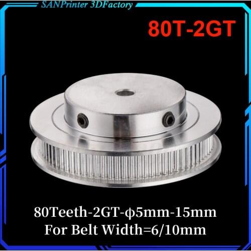 80 Teeth 2M 2GT synchronous Pulley Bore 5/6/6.35/ 8/10/12mm for width 6/10mm 2MGT Timing Belt GT2 pulley Belt 80Teeth 80T