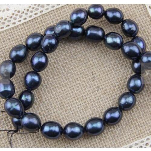 Unique Pearls jewellery Store 11MM Large Dyed Black Freshwater Pearl Loose Beads DIY Jewelry Material LS045