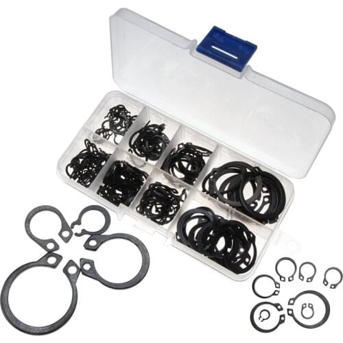 External Retaining Circlips Assortment Kit Snap Ring Clip Washers Carbon Steel Black Internal M6-M25 Of 160Pcs