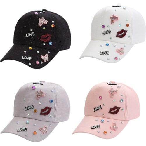 Bling Baseball Caps For Women With Rhinestone Bling Beauty Girl Snapback Cap For Female Denim Crystal Hats Black White