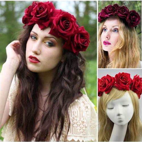 HOT Women Charm Flower Tiara Wedding Floral Headband Hair Accessories Bridal Garland Princess Wreath Girls Crown Headdress party