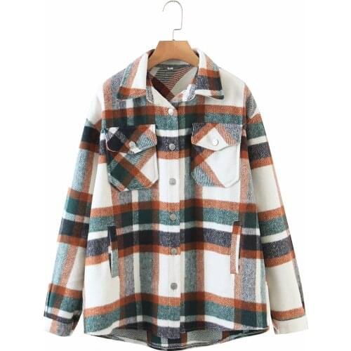 New Pop Fall Winter Women Jacket Long Sleeves Classic Style Vintage Checked Coat Vogue Casual Woman Outfits Tops