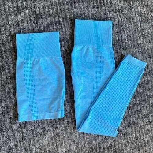 2 Pieces Women Vital Energy Seamless Sport Leggings+High Waist Fitness Sport Shorts Yoga Workout Leggings Gym Running Sportswear