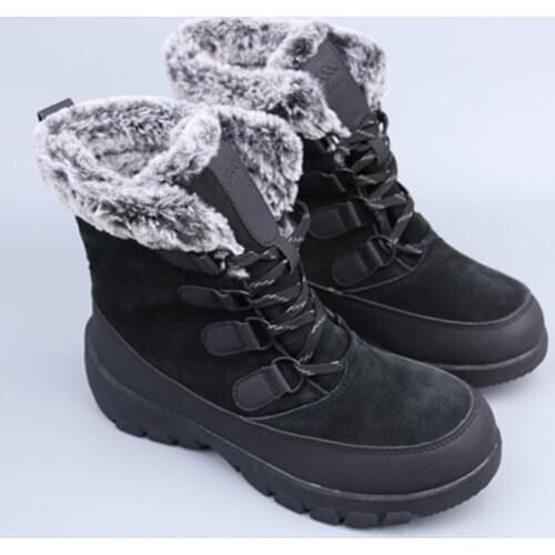 Women winter Cotton hiking boots ladies wool-padded waterproof nubuck leather snow boots non-slip snow skiing shoes for-30C