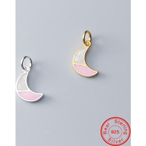 UQBing Double Enamel Color Moon Charms 925 Sterling Silver DIY Fashion Jewelry For Bracelet Necklace Women 2019 New