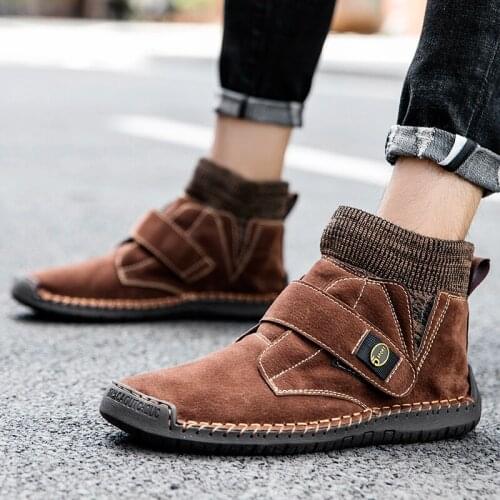 Winter Trend Snow Ankle Boots Men Casual High Tos Shoes Socks Knitted Sneakers Youth Loafers Driving Moccasin Zapatillas Hombr