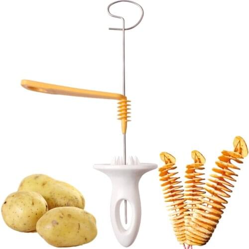 1pc 3 string Rotate Potato Slicer Stainless Steel +Plastic Twisted Potato Slice Cutter Spiral DIY Manual Creative Kitchen Gadget