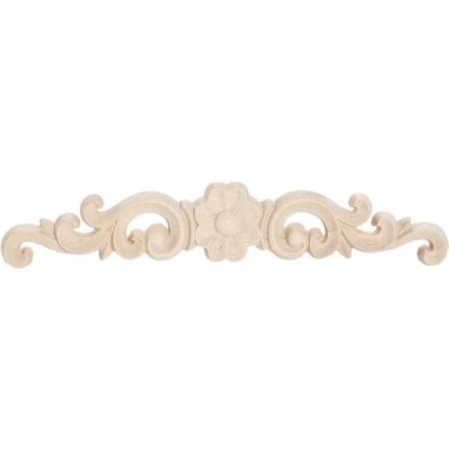 1pc White Floral Wood Carved Corner Decal Strip Appliques Frame Wooden Crafts Wall Door Woodcarving Flower Decor Home 16*3cm