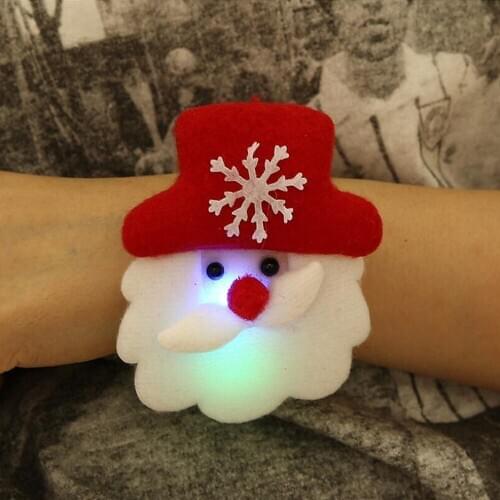 1PC Circle Bear Pat Christmas Gift Kid Hand Ring Slap Luminous Bracelet Decoration Children Toy Lovely Glow Party Clap 2021