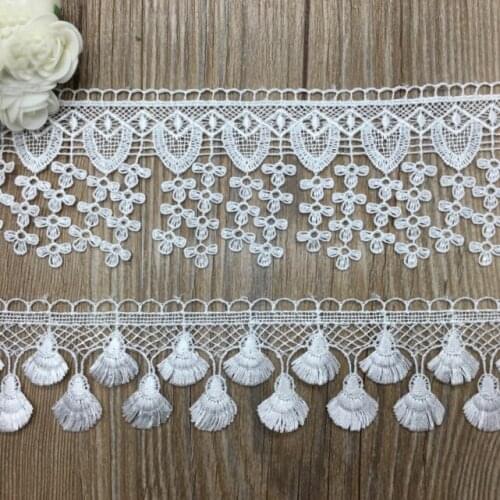 15Yards DIY Handmade Patchwork Polyester Embroidered Tassels Lace Ribbon White Lace Trim Accessories Black African Cord Lace