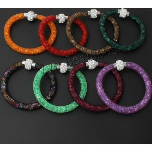 2016 Beautiful Design Wristband Multicolor Clay Crystal Magnetic Clasp Mesh Bracelet with Women Charm Bangles Bracelet