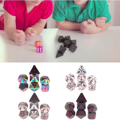 448D Different Number of Faces 7Pcs/Pack Zinc Alloy Dice Game Props Educational Toys for Children Multi-faceted Digital Dice