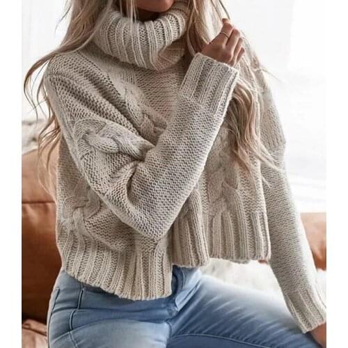 White Turtleneck Sweater Women Autumn Winter 2020 Thick Solid Oversized Pullover Long Sleeve Casual Kintted Jumper Sweater Shirt