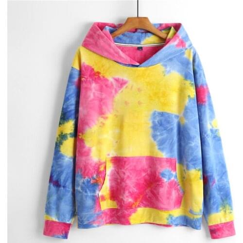 Quick Dry Hoodie Unisex With Colorful Tie Dyed Pattern And Patch Pocket Multi Sized Cotton Thin Sweater In Pullover Type ZT338