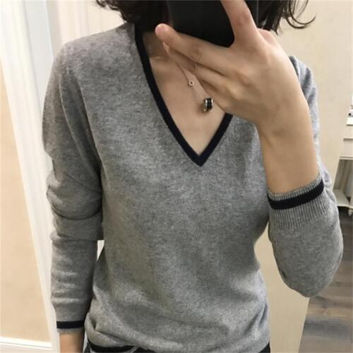 Gejas Ainyu 2020autumn winter new V-neck knitted cashmere sweater women pullover women tops Loose plus size Sweaters Brand Tops