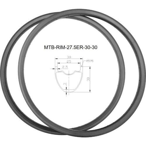 Graphene carbon mtb bicycle disc rims 27.5er XC 360g 30x30mm tubeless 650B carbon rim Mountain bike rim ERD 541mm