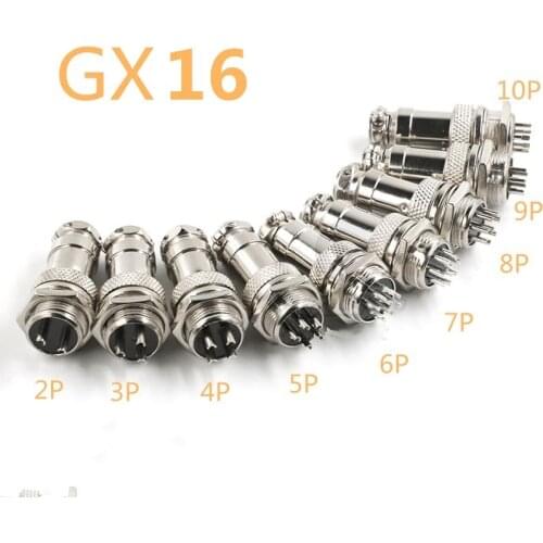 1set 5/8" GX16-2/3/4/5/6/7/8/9/10 Pin Male Female 16mm Wire M16 GX16 Circular Aviation Connector Socket Plug Metal