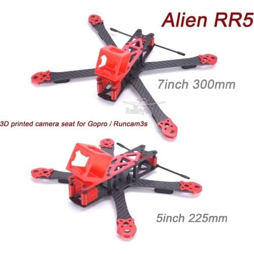 Alien RR5 X 5inch 225 225mm / 7inch 300 300mm Carbon fiber w/ 4mm Arm quadcopter frame kit with 3D printed TPU Parts for Gopro