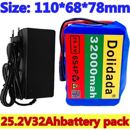 18650 24V 32Ah Battery Lithium Battery 25.2v 32000mAh Electric Bicycle Moped /Electric/Li ion Battery Pack with charger,6S4P