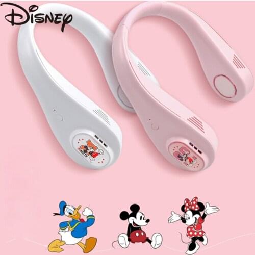 Disney Neck Hanging Small Fan Big Wind Mini Portable Children Lovely Hanging Neck Portable Ultra Quiet Summer Foldable Travel
