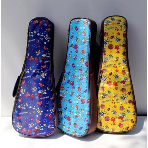 Cute cartoon 21 23 24 26 inch waterproof soprano concert tenor ukulele soft bag blue yellow case gig padded backpack creative