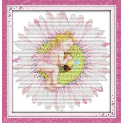 Sunflower angel cross stitch kit cartoon 14ct 11ct count print canvas stitching embroidery DIY handmade needlework