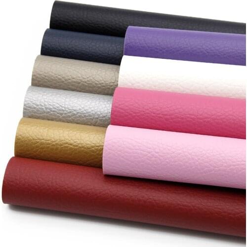 Solid Color Plain Lychee Pattern 20*33cm Faux Synthetic Leather Fabric Sheets Set for Bows Earrings DIY Sewing Materials