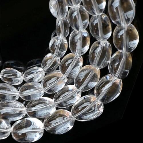 Natural Egg Shape White Rock Quartz Beads For Jewelry Making Beads Selectable Size 15'' Needlework Crystal DIY Beads Trinket