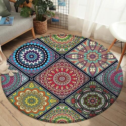 Alfombra Nonslip Mandala Style Colorful Floral Pattern Rug Floor Mat Bathroom Living Room Bedroom Carpet Decor Rugs tapis salon