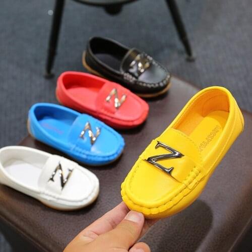 New Spring Autumn Summer Kids Flat Shoes Boys Girls Casual Loafers Breathable PU Leather Boat Shoe Slip On Sneakers Unisex KS003
