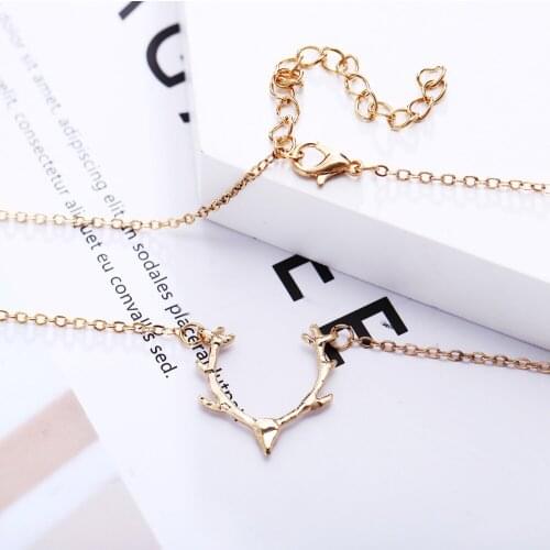 New antler clavicle chain creative retro golden small animal elk pendant necklace female