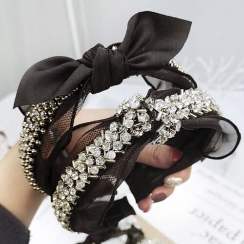 Fashion Pearl Rhinestone Jewelled Hair Bands For Women Girls Lace Hairband Headband Hair Accessories Haar Hair Clips Diademas